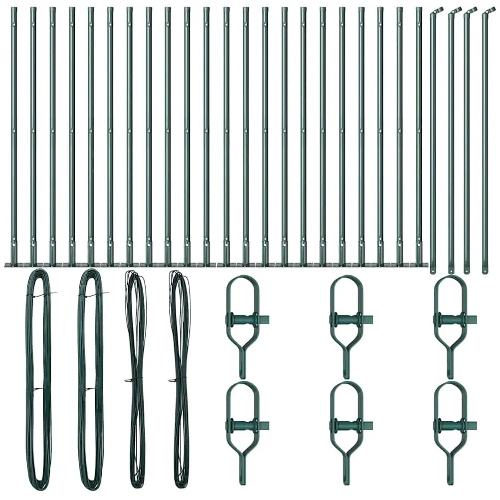 Posts de Cerca com Bases, 26 Pçs Ø32mm, 90cm, Aço Galvanizado