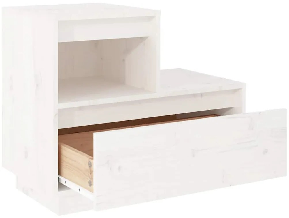 Mesa de cabeceira 60x34x51 cm madeira de pinho maciça branco