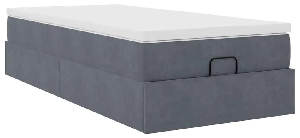 moldura de cama otomana vidaXL com colchão cinza escuro veludo
