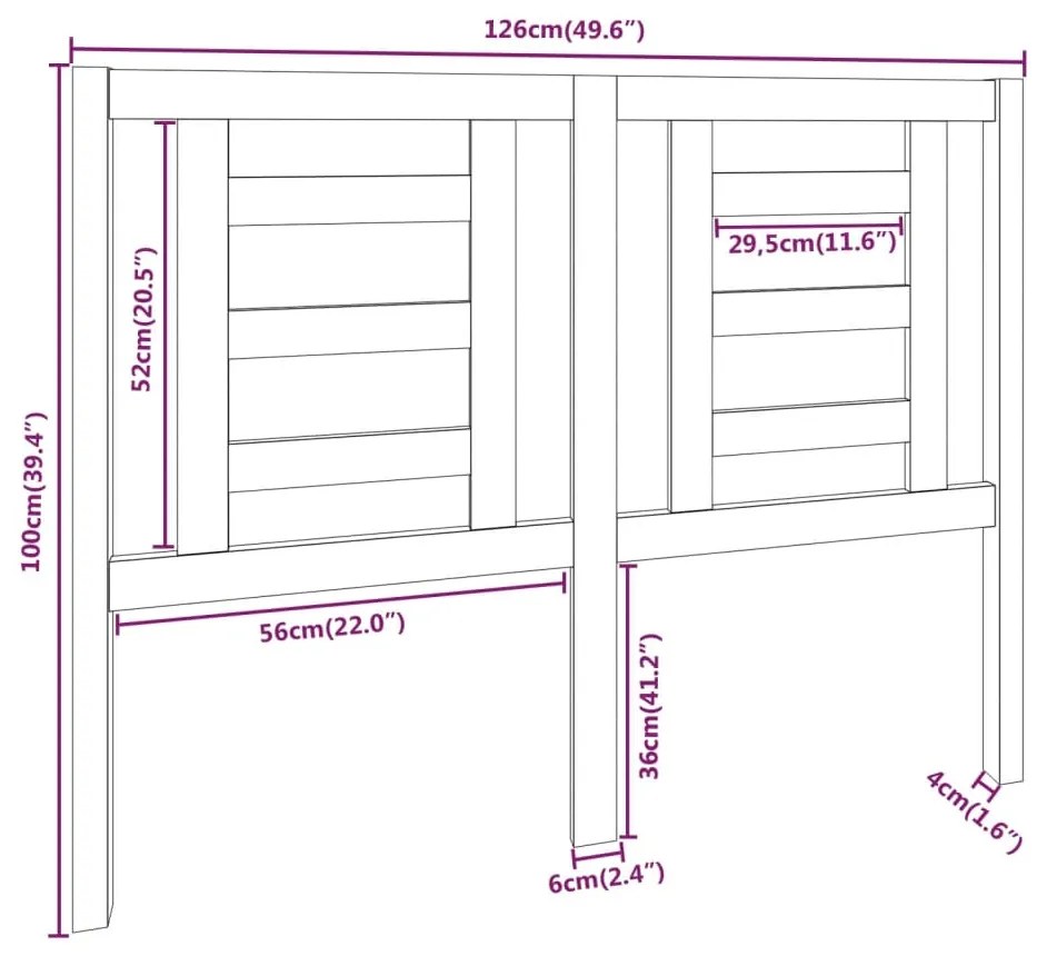 Cabeceira de cama 126x4x100 cm pinho maciço branco