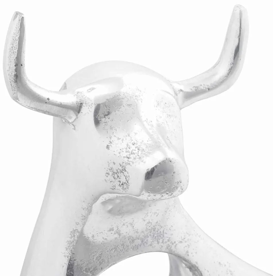 Escultura de touro vidaXL Prateada 22x9,5x34 cm Alumínio