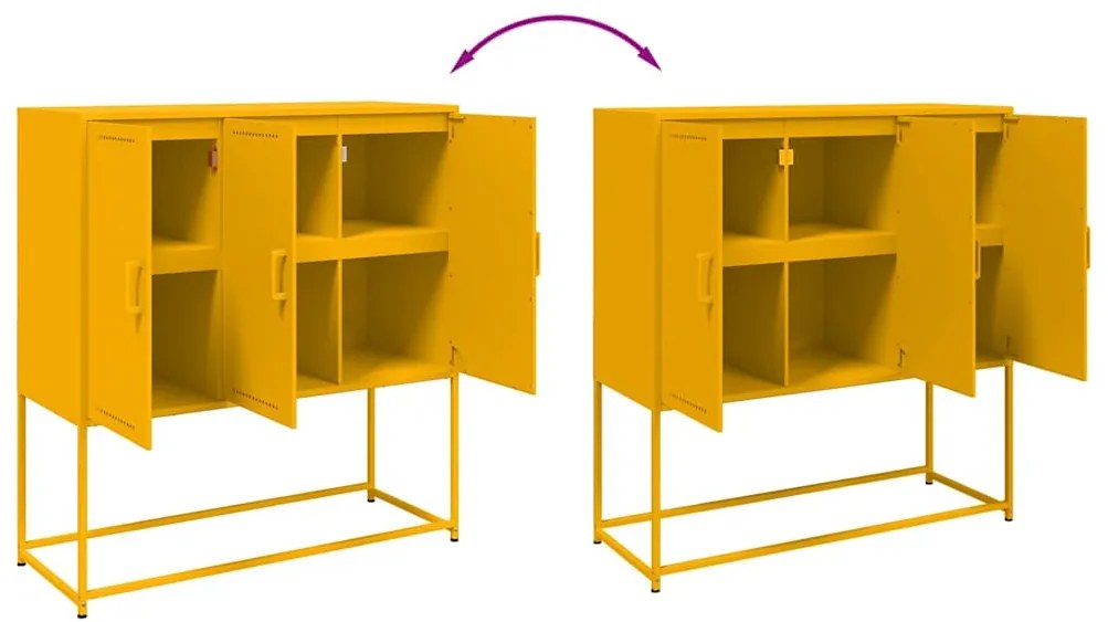 Aparador alto 100,5x39x107 cm aço amarelo mostarda