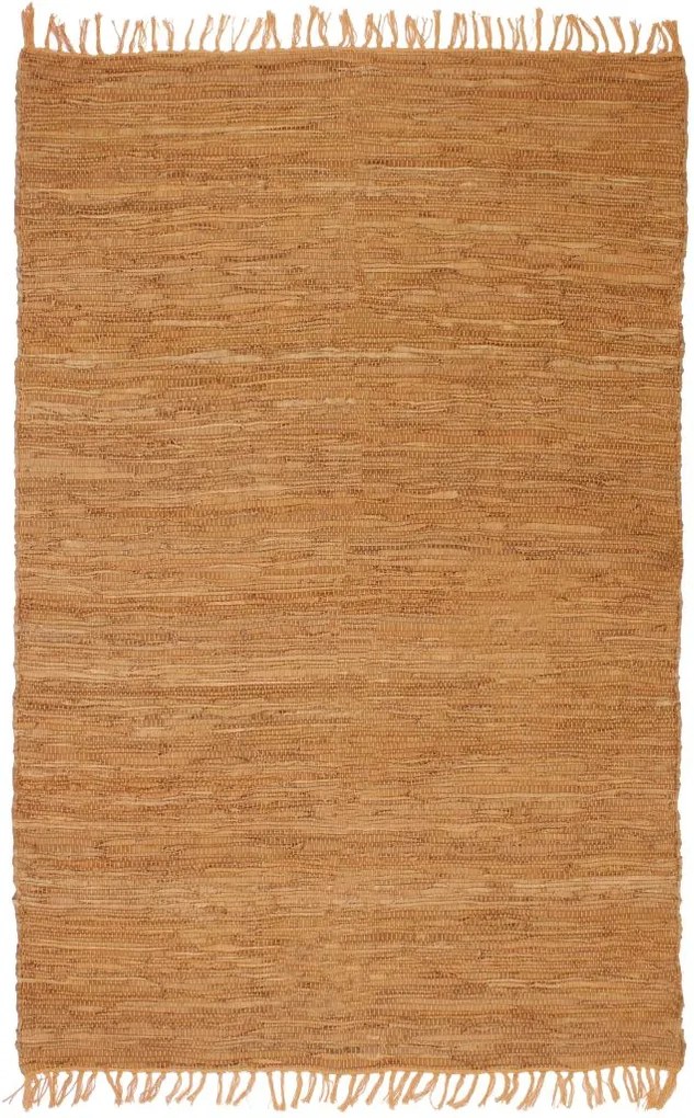 Tapete chindi tecido à mão couro 120x170 cm bronze