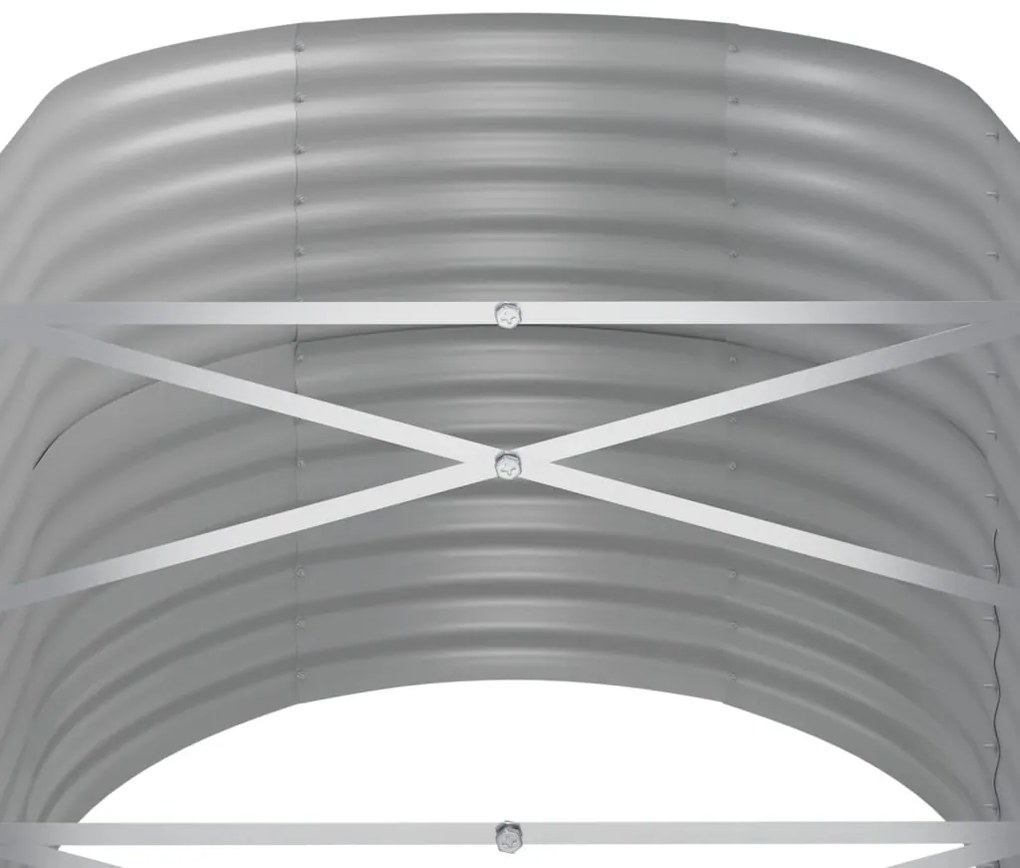 Canteiro elevado jardim 440x80x68cm aço revestido a pó prateado