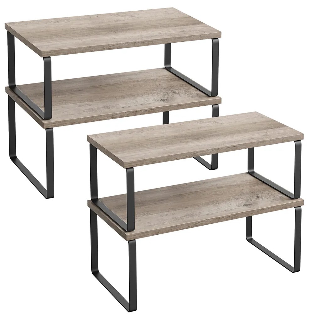 Conjunto de 4 prateleiras para especiarias com estrutura em metal 19,5 x 39,7 x 15,8 cm Preto-greige mesclado