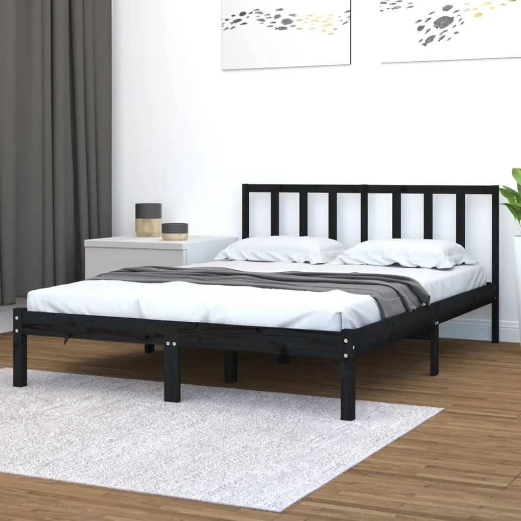 Estrutura de cama dupla pequena 120x190 cm pinho maciço preto