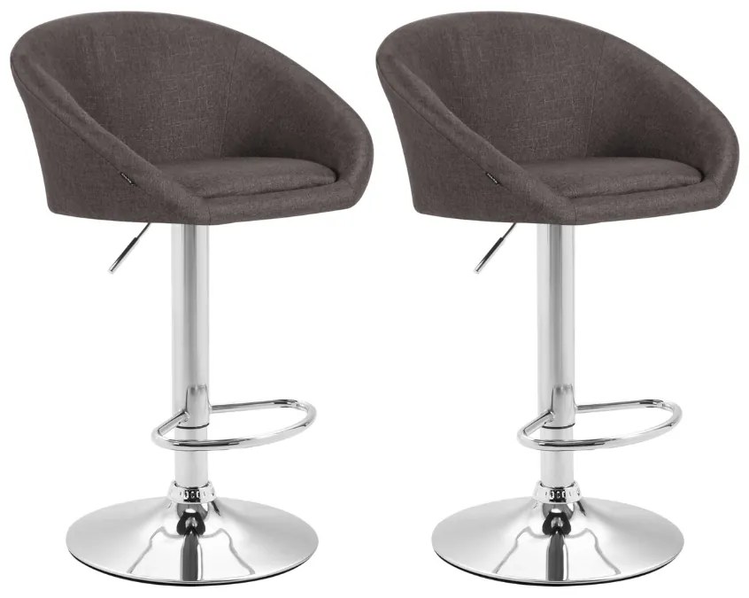 Conjunto de 2 bancos de bar Miami em tecido e com estrutura cromada 55 x 86-106 x 51 cm Cinzento escuro