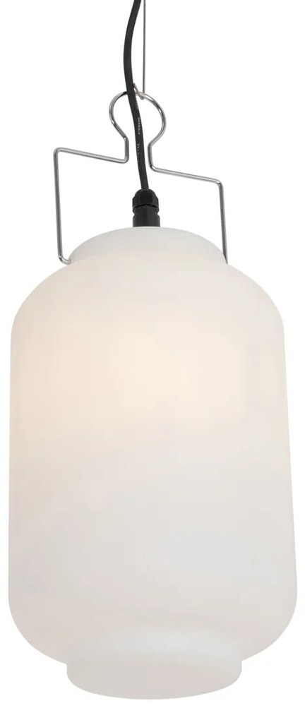 Candeeiro de suspensão exterior branco 20 cm com ficha IP44 - Pion Moderno