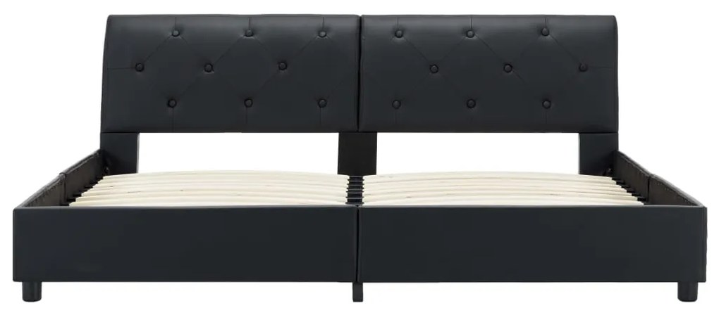 Estrutura de cama 160x200 cm couro artificial preto
