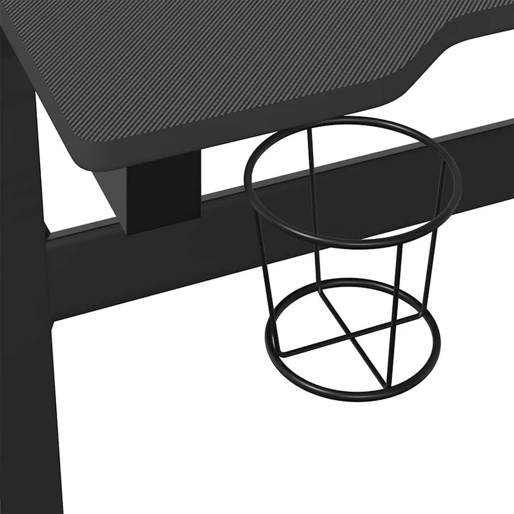 Secretária de gaming c/ luzes LED forma de Z 110x60x75 cm preto