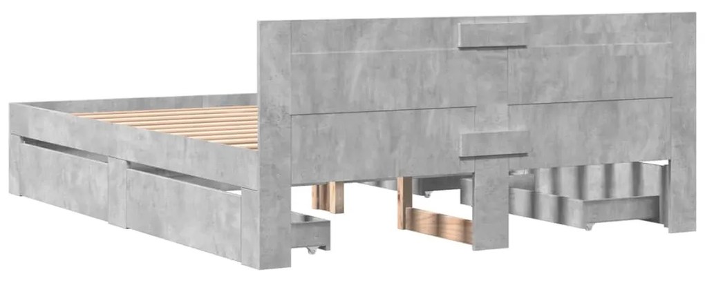 Estrutura de cama c/ cabeceira derivados madeira cinza-cimento
