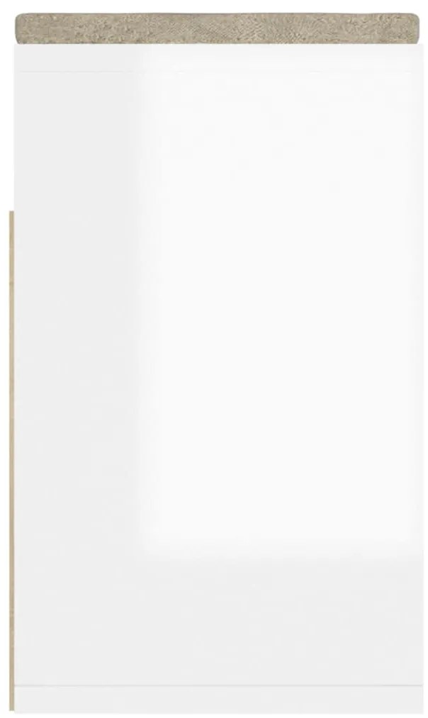 Banco sapateira + almofadão contr. 104x30x49cm branco brilhante