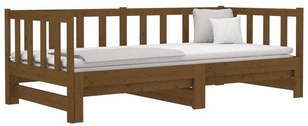 Estrutura sofá-cama de puxar 2x(90x190)cm pinho maciço castanho