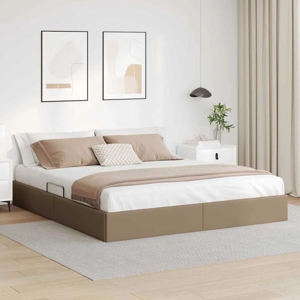 vidaXL Cama com Armazenamento Cappuccino 160 x 200 cm Couro sintético