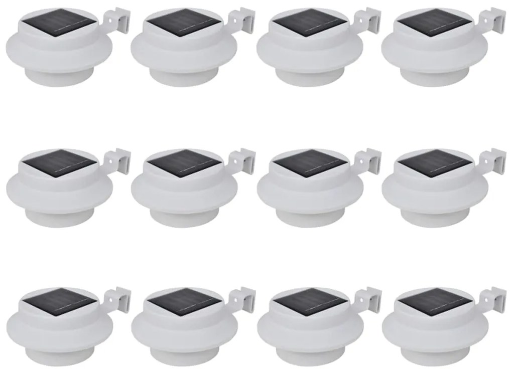 Candeeiros solares de exterior LED para vedações 12 pcs branco
