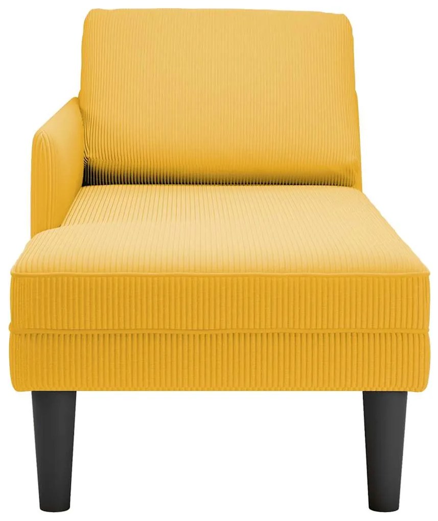Chaise lounge com almofada tecido corduroy amarela claro