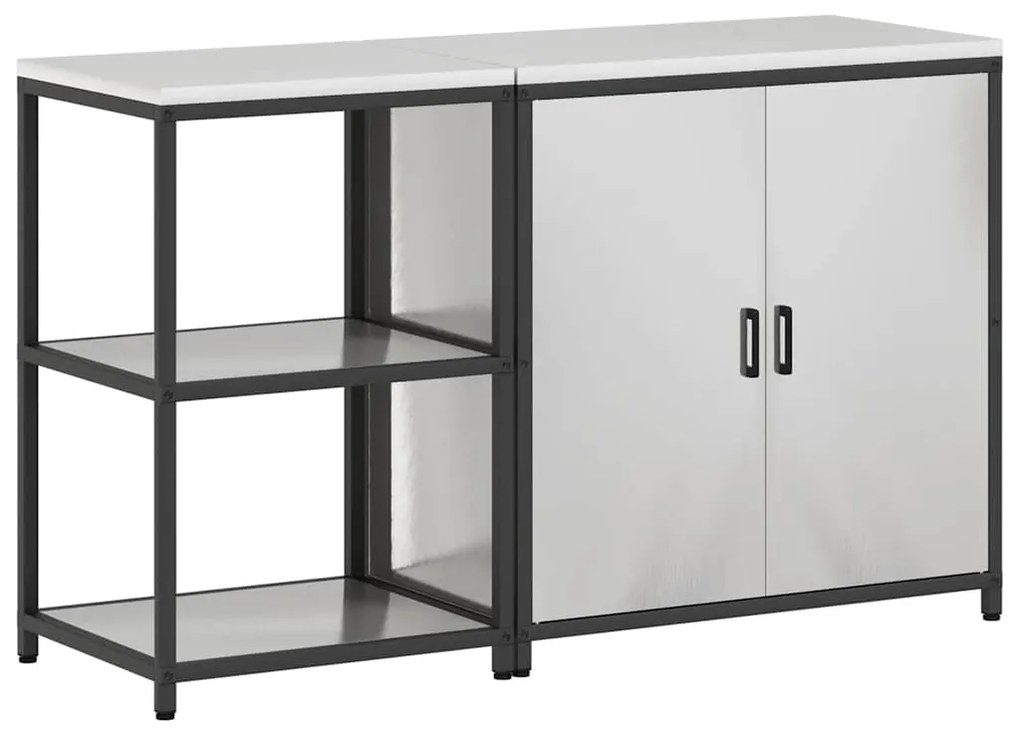 Conjunto de Armazenamento de Cozinha com prateleira 2 pcs Prata