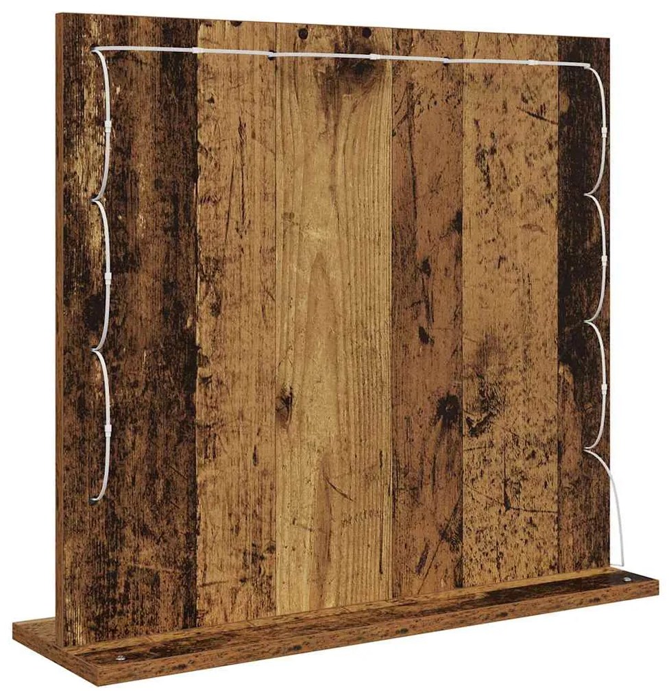 Espelho de vaidade com luzes de LED Madeira Antiga 60x55x18 cm