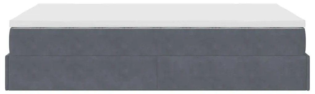 Cama otomana com colchão 120x190 cm veludo cinzento-escuro