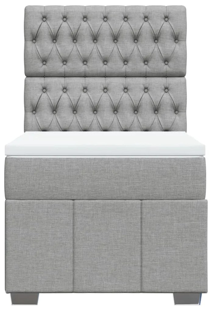 Cama com molas/colchão 100x200 cm tecido cinzento-claro