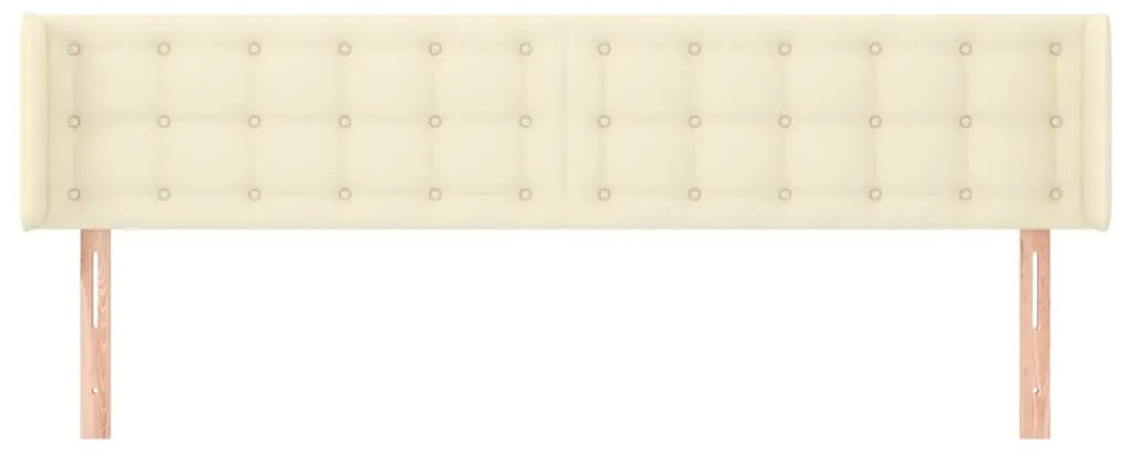 Cabeceira de cama c/ abas couro artificial 203x16x78/88cm creme