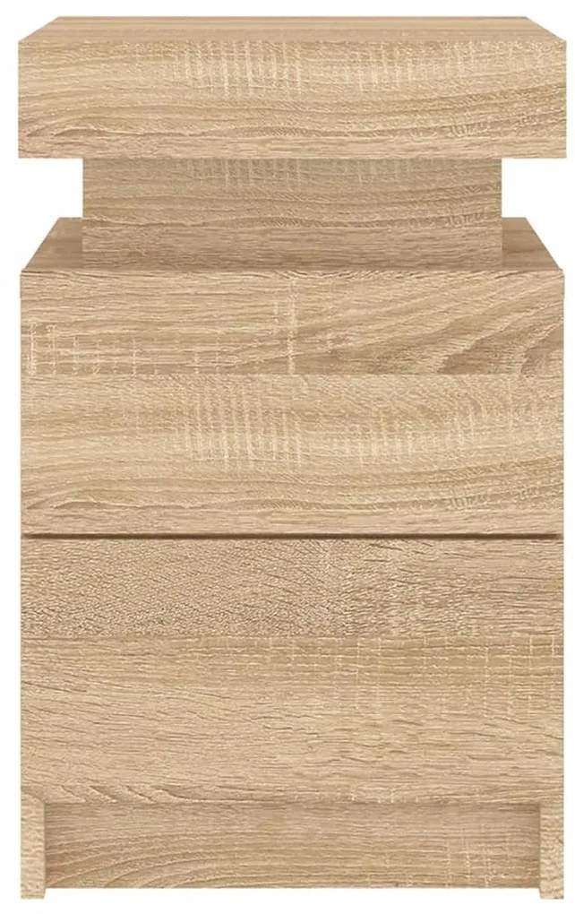 Mesas cabeceira c/ luzes LED 2 pcs 35x39x55 cm carvalho sonoma