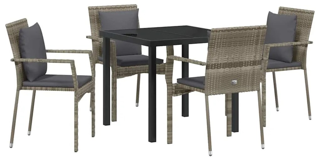 Conjunto de 4 Cadeiras de Jardim 5 pcs Cinzeto 80 x 80 x 73 cm
