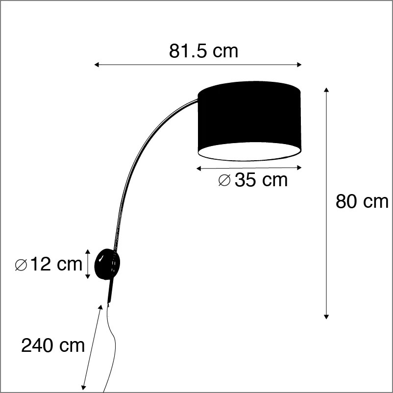 Lâmpada de arco de parede em aço com sombra amarela 35/35/20 ajustável Moderno