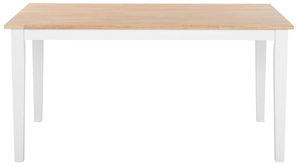 Mesa de jantar em madeira clara com pernas brancas 150 x 90 cm GEORGIA Beliani