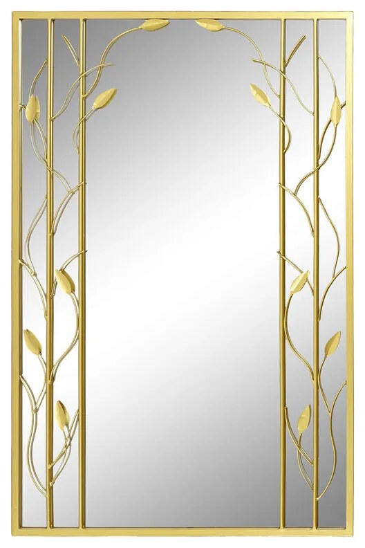 Espelho de Parede Dkd Home Decor Espelho Dourado Metal Folha de Planta (60 X 2 X 90 cm)