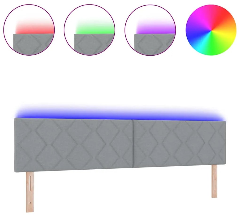 Cabeceira de LED vidaXL com Design de Blocos de Diamante em Cinza Clar
