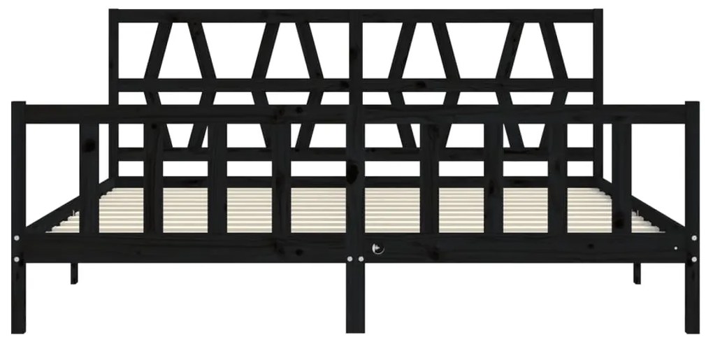 Estrutura de cama com cabeceira 200x200 cm madeira maciça preto