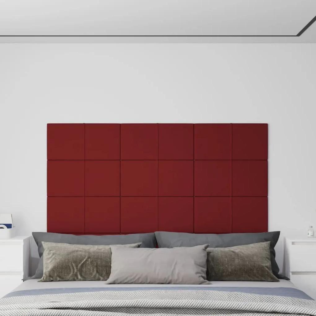 Painel parede 12 pcs 60x30 cm tecido 2,16 m² cor vermelho tinto