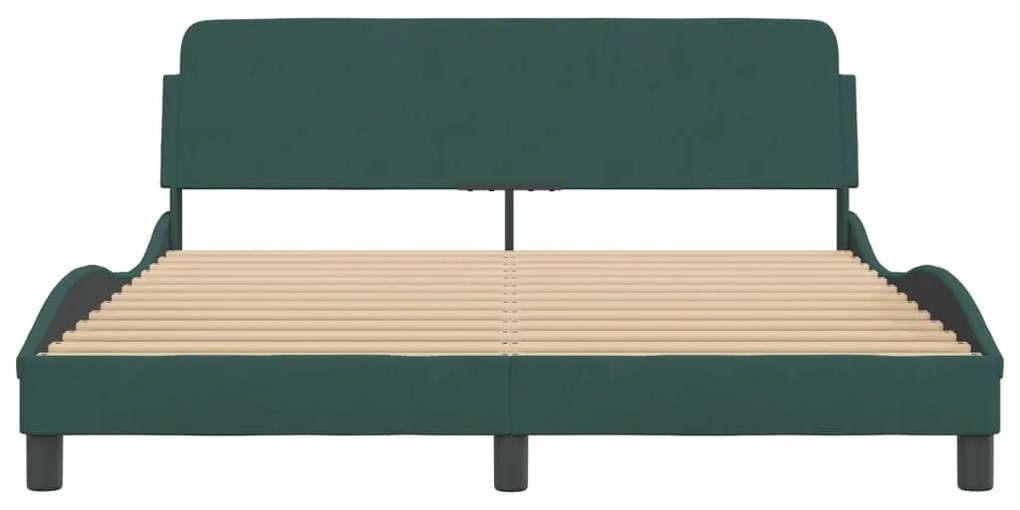 Estrutura de cama sem colchão 160x200 cm veludo verde-escuro