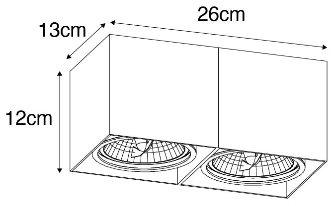 Projetores de design preto retangular AR111 2 luzes - Box Design