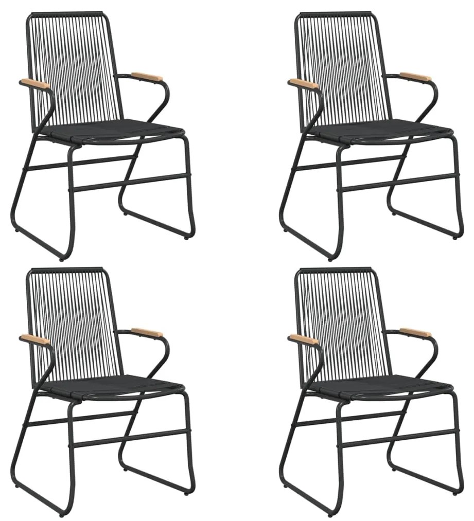 Conjunto de jantar para jardim 5 pcs vime PVC preto