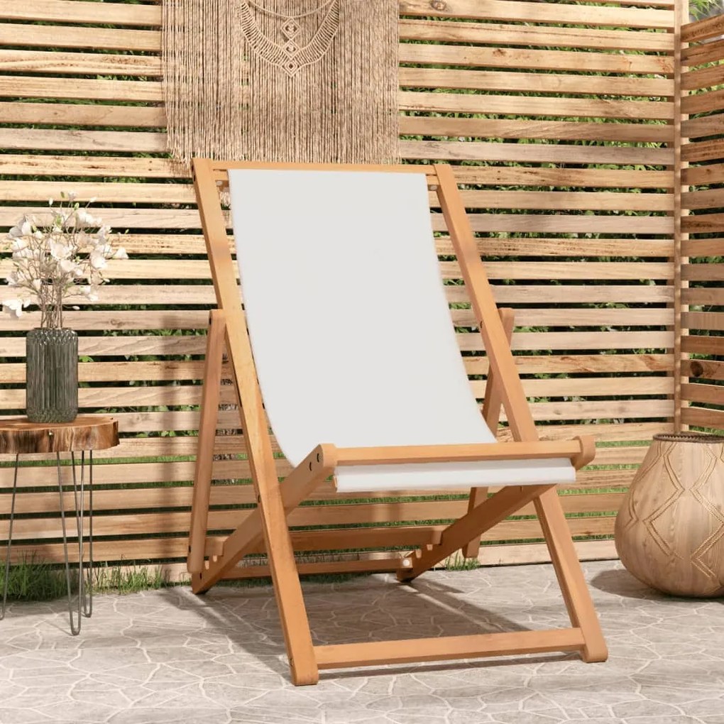 43802 vidaXL Cadeira de pátio em teca 56x105x96 cm creme