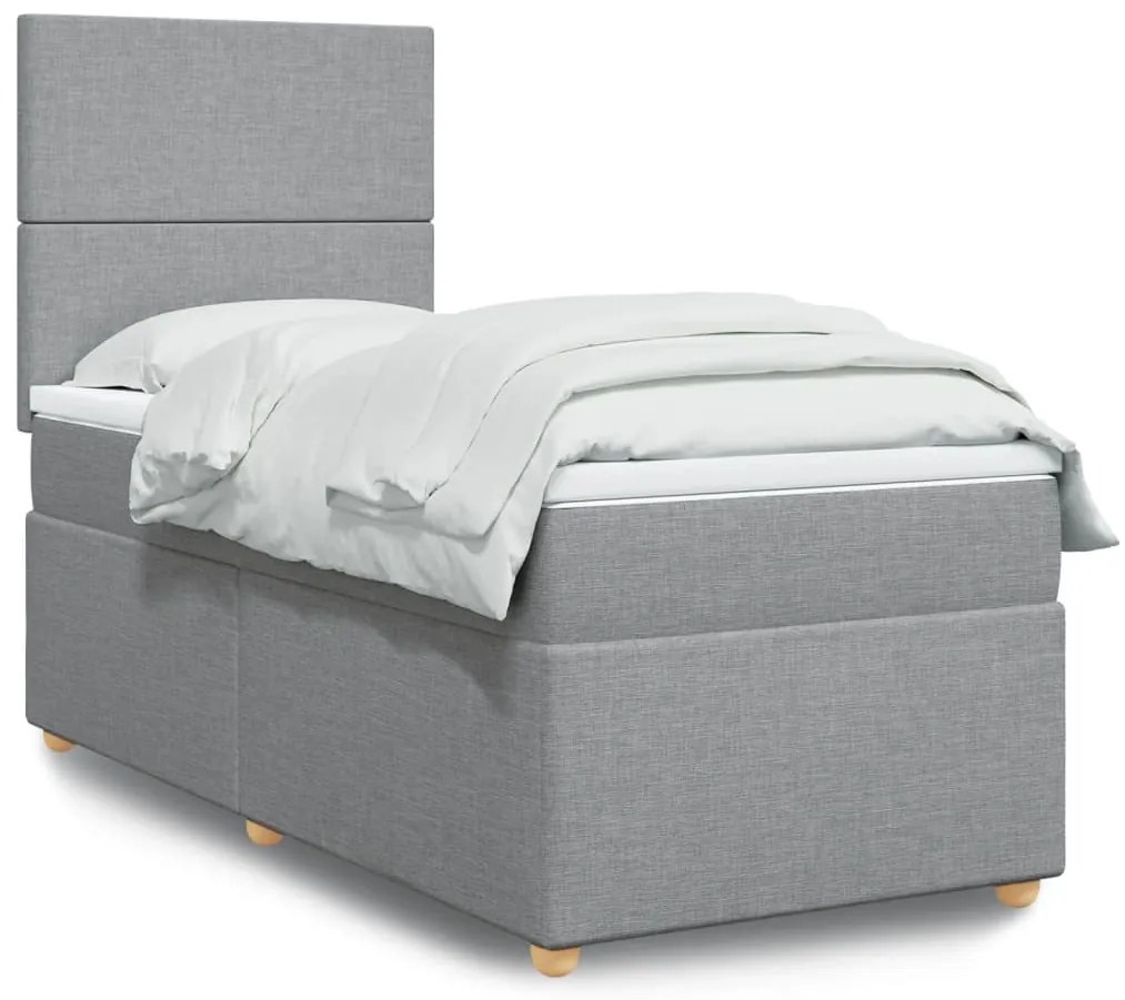 Cama com molas/colchão 100x200 cm tecido cinzento-claro