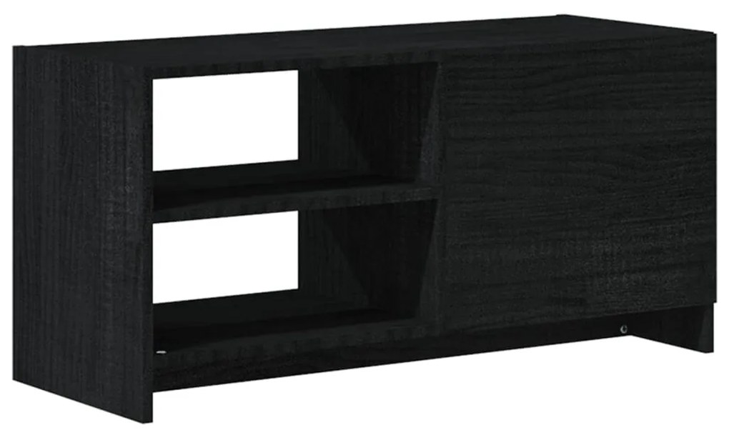 Móvel de TV 80x31x39 cm madeira de pinho maciça preto