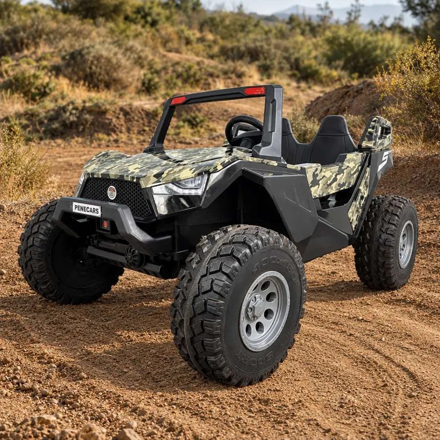 Buggy elétrico para crianças Todo terreno 2 Lugares Clash 24V 4x4 MP4, Rodas de espuma., Assento Couro sintético Camuflado