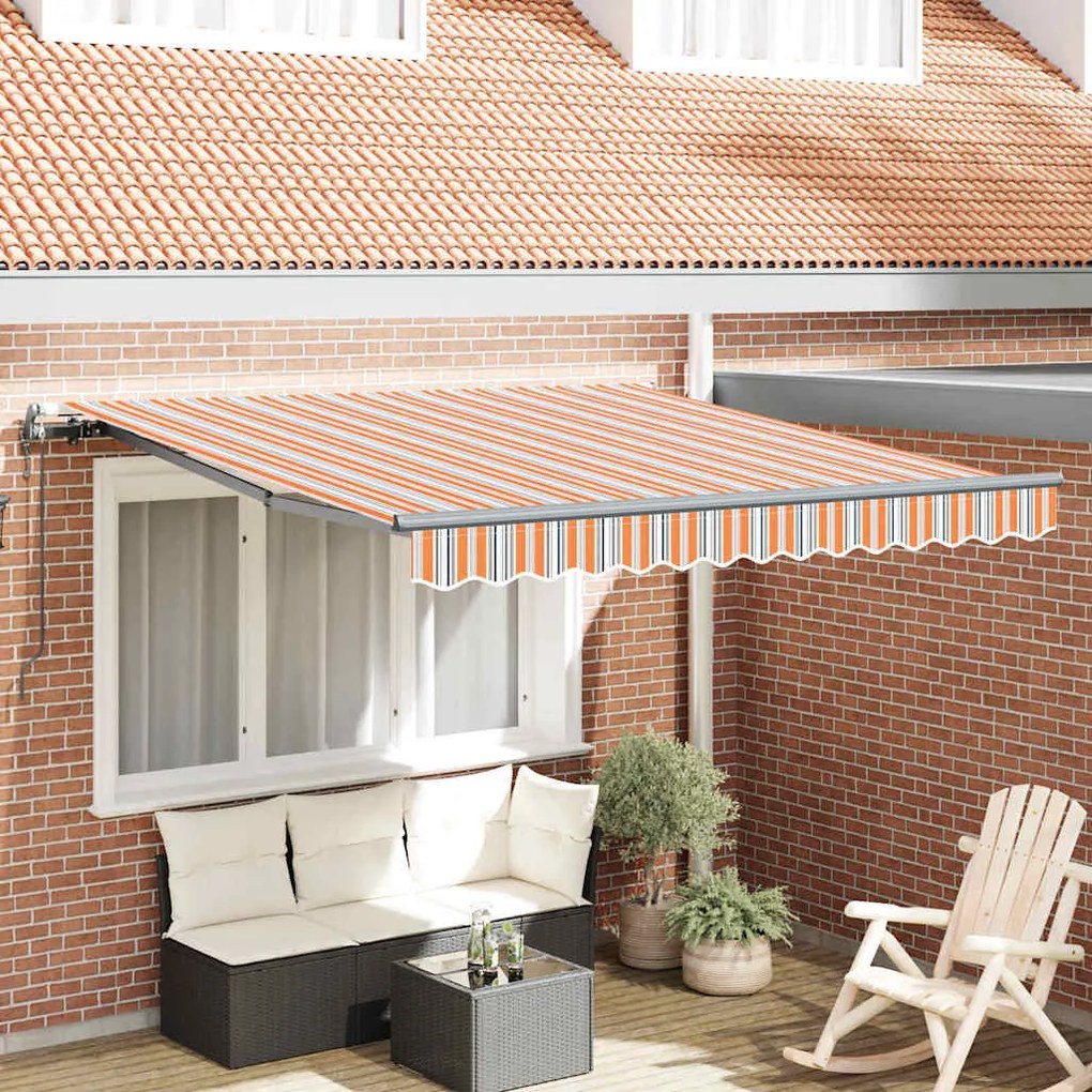 vidaXL Toldo Retrátil Multicolor 350 x 250 cm Tecido e Alumínio