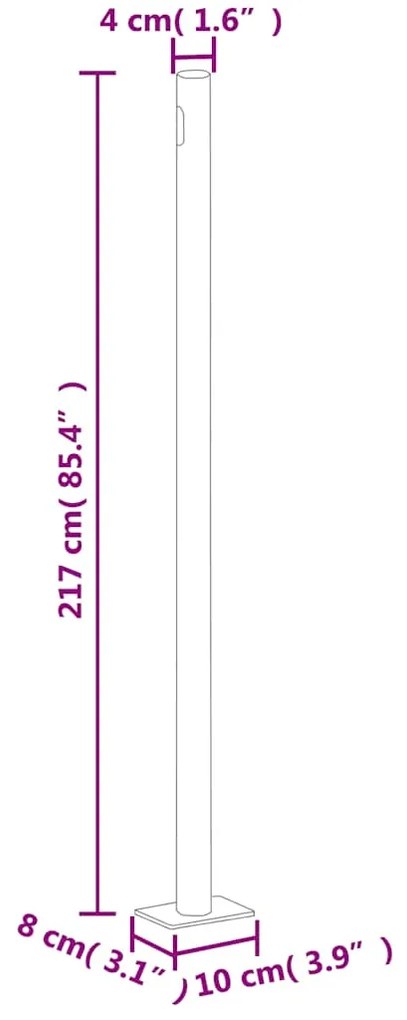 Toldo lateral retrátil para pátio 220x600 cm cinzento