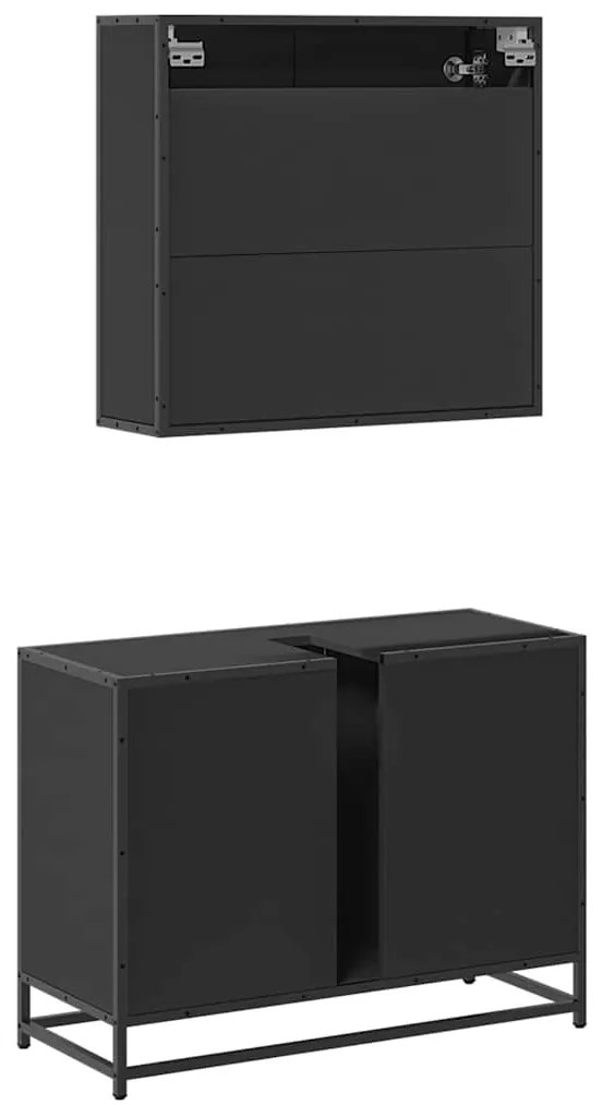2 pcs conjunto móveis casa de banho derivados de madeira preto
