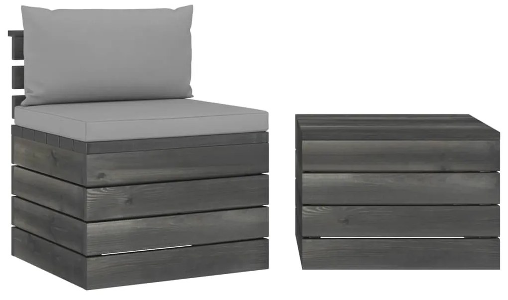 vidaXL 2 pcs conjunto lounge de paletes com almofadões pinho maciço