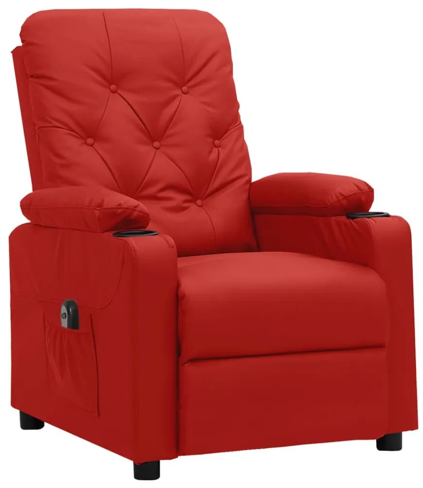 Poltrona reclinável elétrica couro artificial vermelho tinto