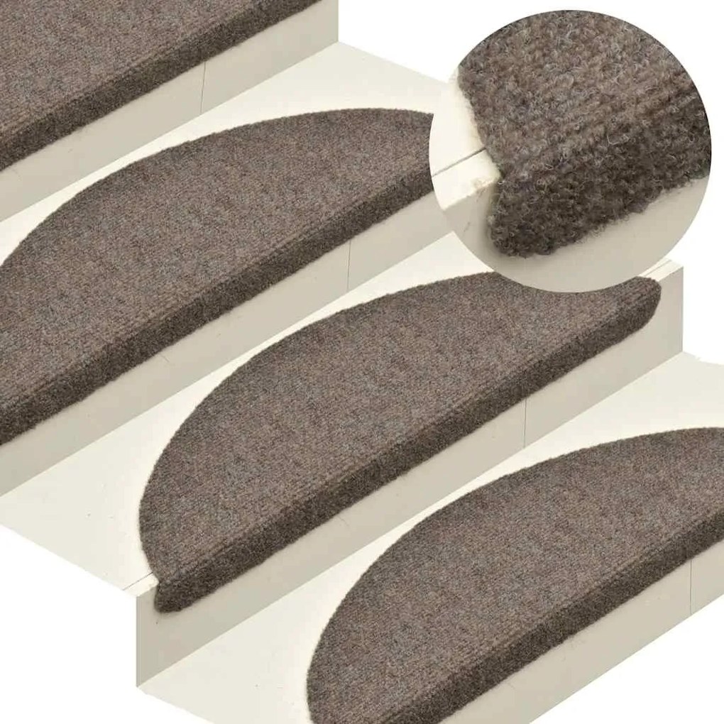 Tapetes de escada autoadesivos 5 pcs 65x21x4 cm agulhado creme