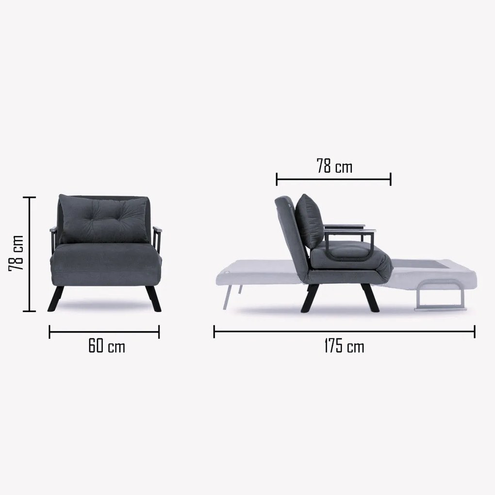 Sofá-Cama de 1 Lugar Sando – Bordeaux – 175x60 cm