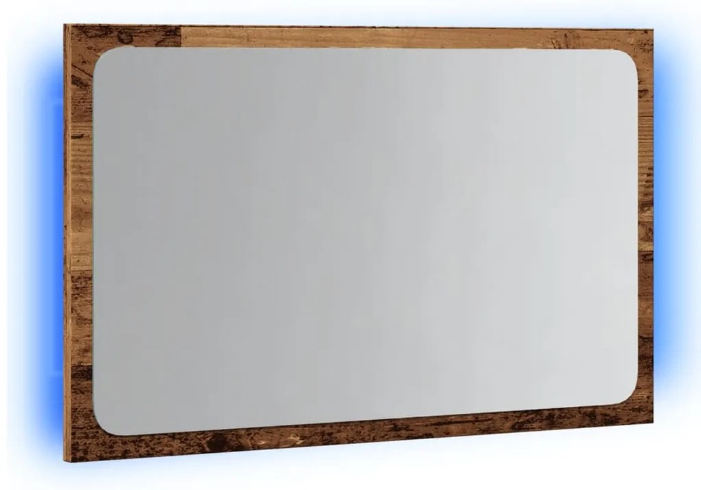Espelho de casa de banho c/ luz LED 60x8,5x38 cm madeira velha