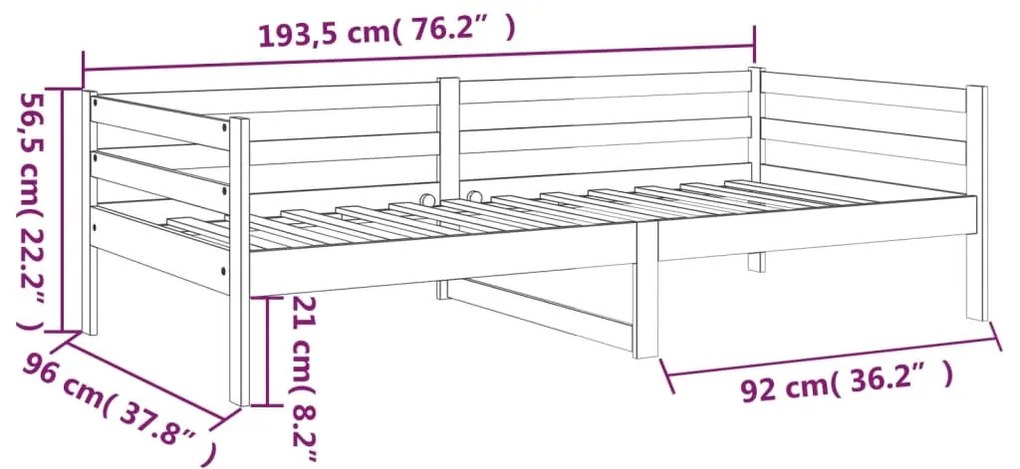 Sofá-cama 90x190 cm madeira de pinho maciça castanho mel