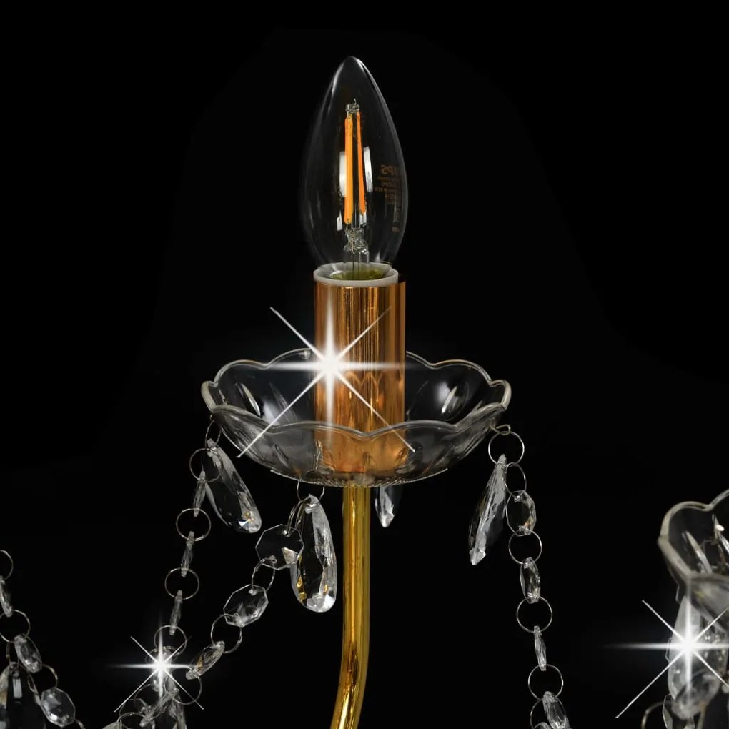 Lustre com contas lâmpadas 12 x E14 dourado